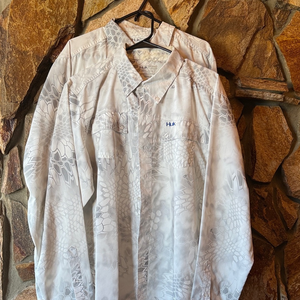 Huk White and Gray Patterned Men's Shirt Jacket